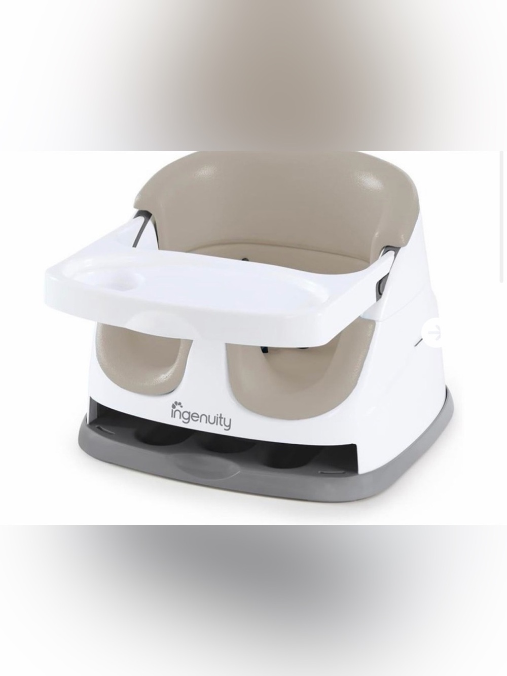 Ingenuity Baby Booster Seat with White Tray in Beige